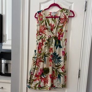 Raya Sun Floral Mini Dress in Pink and Green